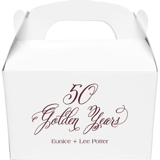 Elegant 50 Golden Years Gable Favor Boxes